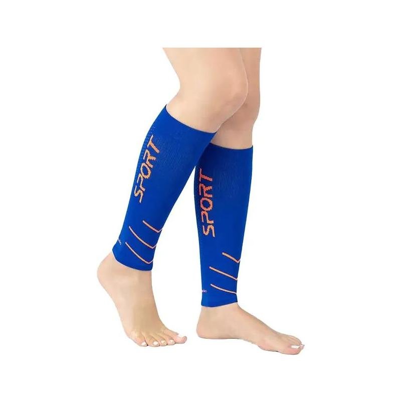 Meia de Compressão para Panturrilha Medivaric Sport - Azul/Laranja Neon (L)