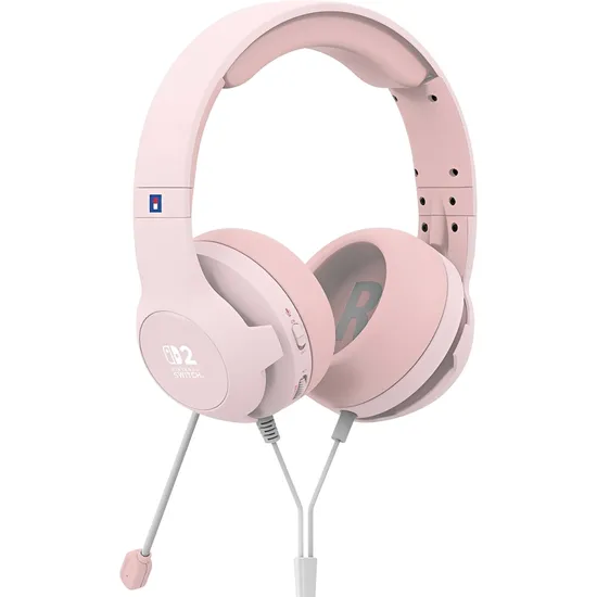 Fone de Ouvido Gamer Hori Headset NSX-113U para Nintendo Switch 2 - Rosa Confortável