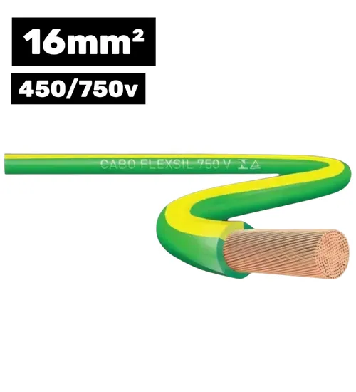 Cabo Flexsil 450/750V 1*16MM 100M Verde/Amarelo