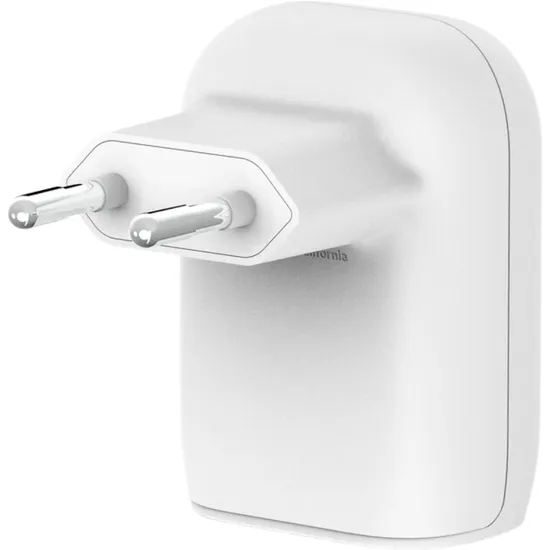 Carregador Duplo de Parede Belkin WCB007VFWH USB-C PD PPS USB-C 25W USB A 12W - Branco
