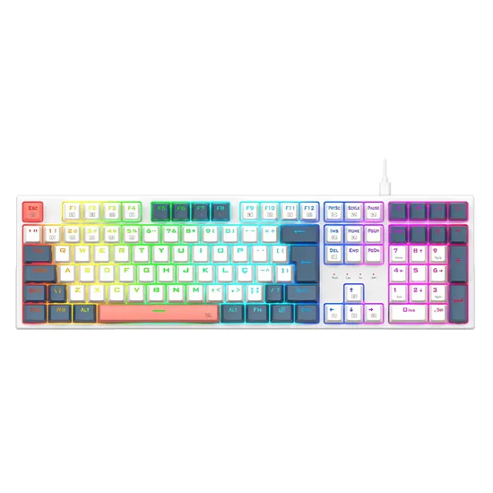 Teclado Gamer Redragon K668WBO RGB Trundle com Fio - Branco