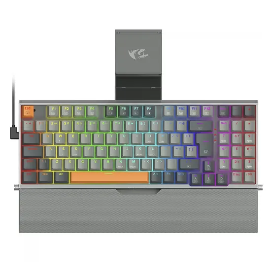 Teclado Gamer Redragon K648GG RGB Olaf Cinza