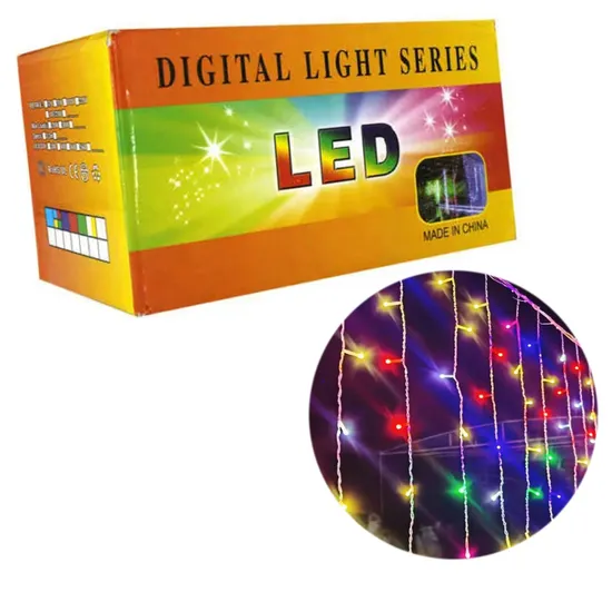 Fio de Luzes Pisca-Pisca Cascata 8M 400 LED 220V Colorido