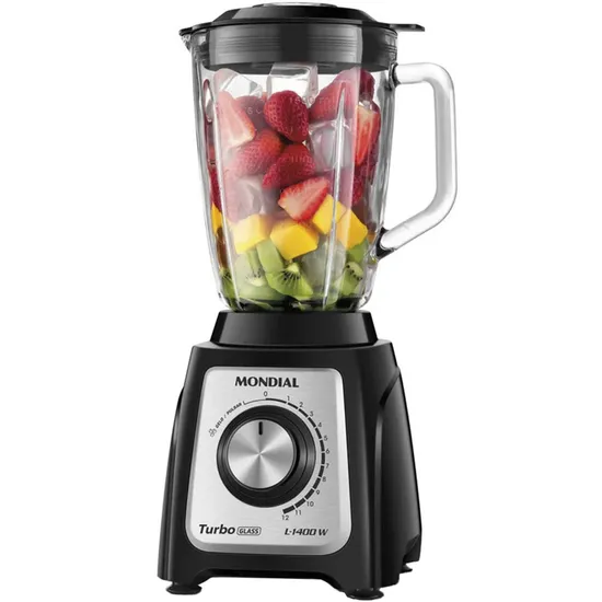 Liquidificador Mondial L-1400-Gi Turbo Inox 110V de 2.2L - Preto/Prata