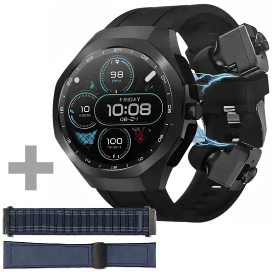 Relógio G-Tide R9 Edge com Bluetooth - Cinza/Preto + 2 Pulseiras