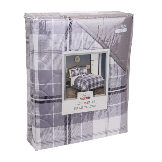 Jogo de Cobre-Leito Home Accents Queen Cinza 3 Peças