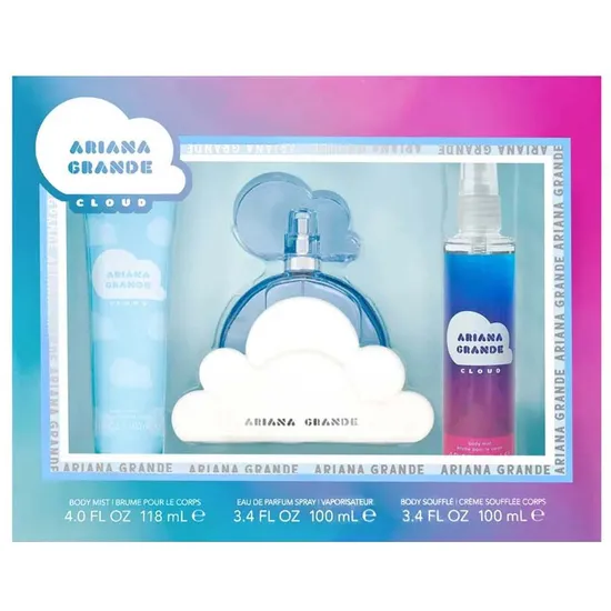 Kit Perfume Ariana Grade Cloud Edp 100ML + Névoa Corporal 118ML + Soufflé Corporal 100ML - Feminino