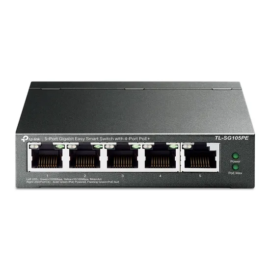Hub Switch TP-Link 5 Portas TL-SG105PE Smart Gigabit 4POE+ 65W