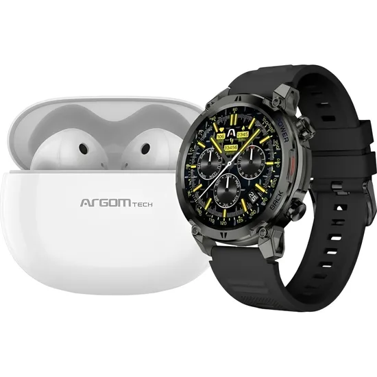Relógio Smartwatch Argom Skeiwatch C70 ARG-WT-6070BK + Fone de Ouvido E55 5055GN