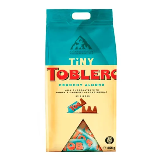 Chocolate Toblerone Minúsculo Ao Leite com Amêndoas Crocantes Pacote 256G
