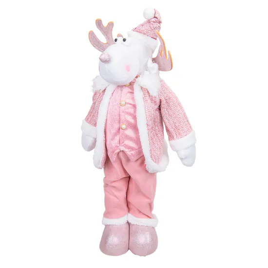 Boneco de Neve Decorativo de Natal Rosa 90CM