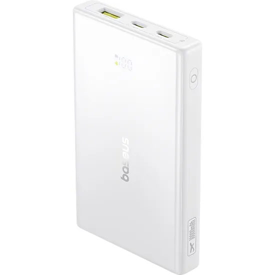 Carregador Portátil Baseus Picogo LCD 10.000 Mah 20 W USB-A+ 2 USB-C + Cabo USB-C - Branco (P10076801213)