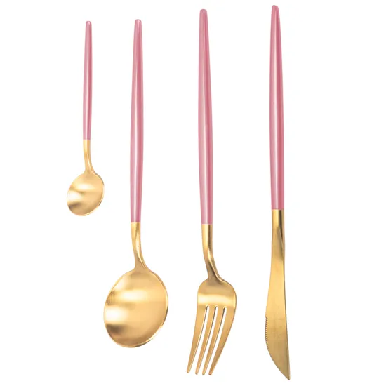 Jogo de Talheres Inox com Detalhes Em Dourado 24 Peças