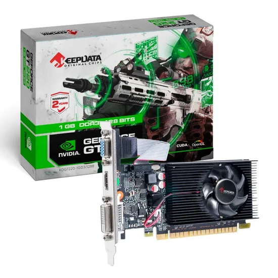 Placa de Vídeo 1GB Exp. GF-GT220 Keepdata DDR3 128BITS