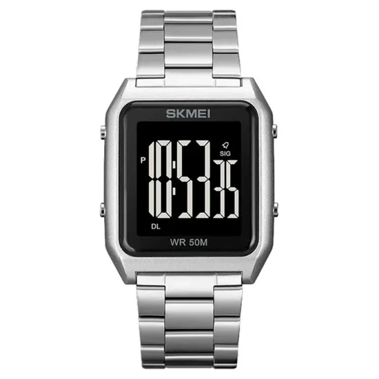 Relógio Masculino Digital Skmei 1879 Sibk Prata e Preto