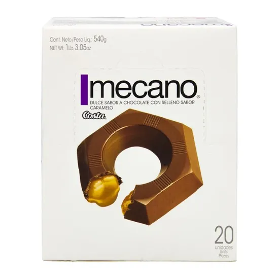 Caixa de Chocolate Costa Mecano Manjar com Recheio de Caramelo com 20 Unidades