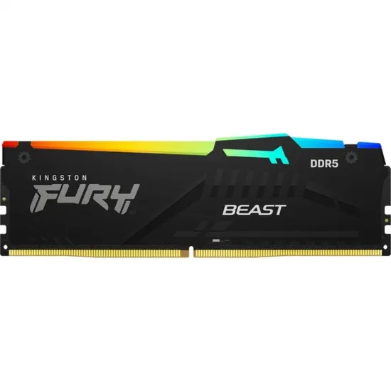 Memória DDR5 16GB 5200 Kingston Fury Beast Preto RGB XMP KF552C40BBA/16 Intel
