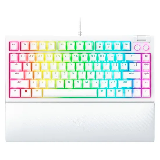 Teclado Gamer Razer Blackwidow V4 RZ03-05001700-R3M1 RGB Layout 75% - Branco