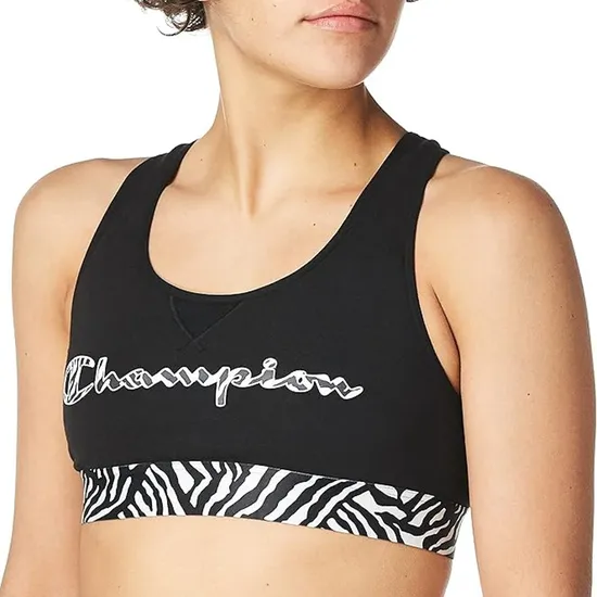 Top Esportivo Feminino Champion Preto Zebra Tamanho S