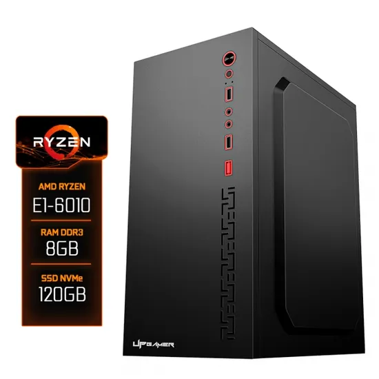 Computador Montado Prime, AMD Ryzen E1-6010, 8GB DDR3 1600MHZ, SSD 120GB, Placa Mãe A68N-2100K, Fonte 230W