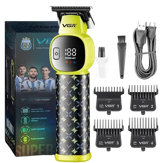 Cortador de Cabelo VGR V-185 Recarregável - Preto/Verde