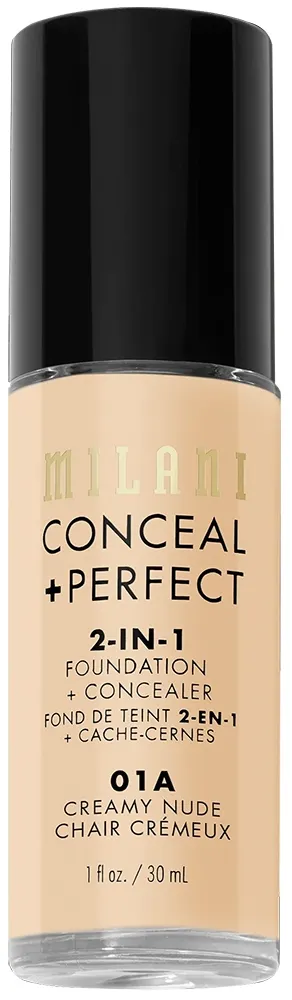 Base Líquida Milani Conceal + Perfect 2 Em 1 01A Nude Cremoso - 30mL
