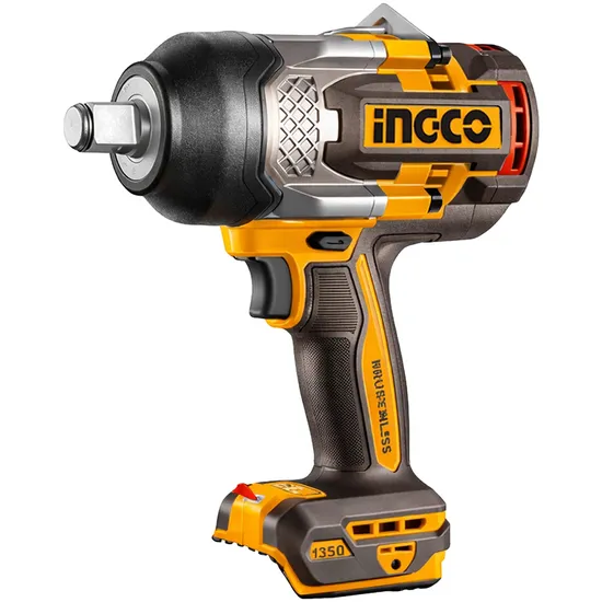 Kit Chave de Impacto Portátil Ingco CIWLI20135 - 1800RPM - Recarregável - Preto e Laranja