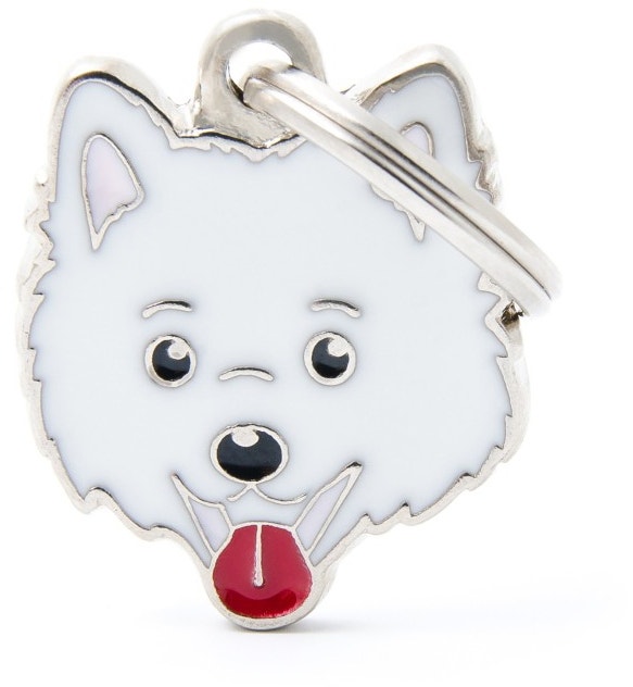 Placa de identificação MyFamily Friends Cachorro Spitz Alemão Branco MF29WHITE