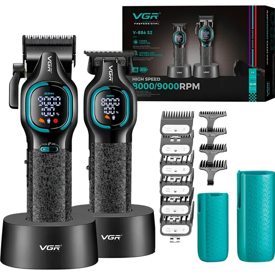 Kit de Cortador de Cabelo e Aparador Voyager VGR V-886S2 Recarregável - Preto
