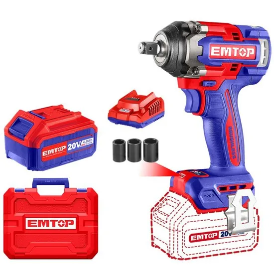 Chave de Impacto Sem Fio Emtop 500NM 1/2 20V 220V
