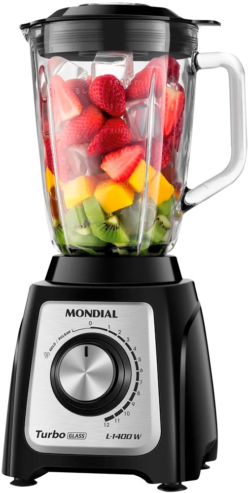 Liquidificador Mondial Turbo Glass L-1400-GI 1400W de 12 Velocidades 120V/60Hz - Preto