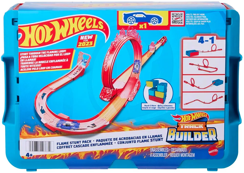 Kit de Construção de Pista Hot Wheels Flame Stunt Pack Mattel - HMC04
