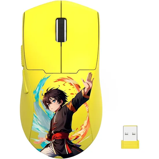 Mouse Gamer Redragon King Max Edition Akb 918AKB Pro Sem Fio Amarelo