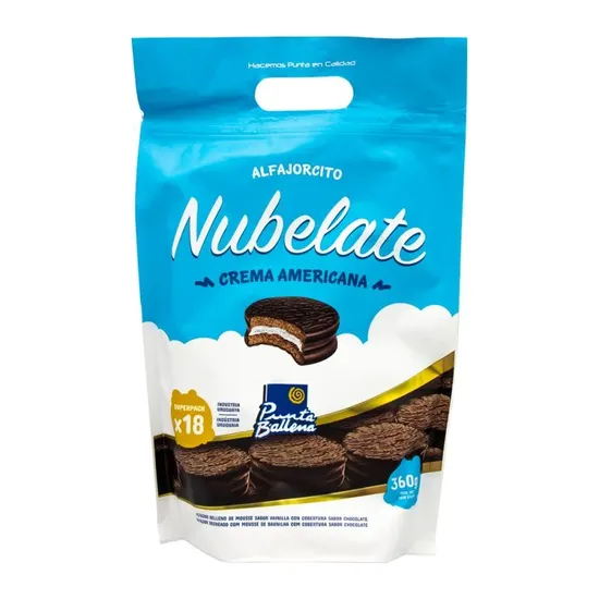 Pacote de Mini Alfajor Punta Ballena com Recheio de Mousse de Baunilha e Cobertura de Chocolate ao Leite 360G