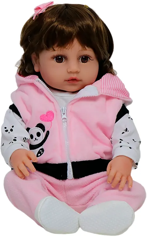 Boneca Corpo de Silicone Urso Panda Rosa V-004