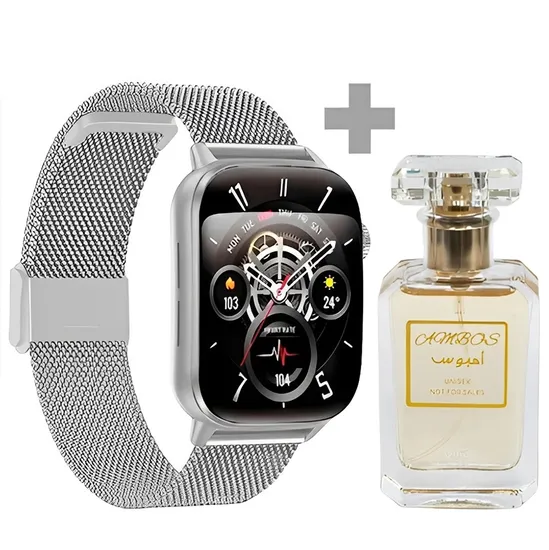 Kit Relógio Smartwatch G-Tide S6 Pro - Prata + Perfume Ambos Edp - Unissex 30ML