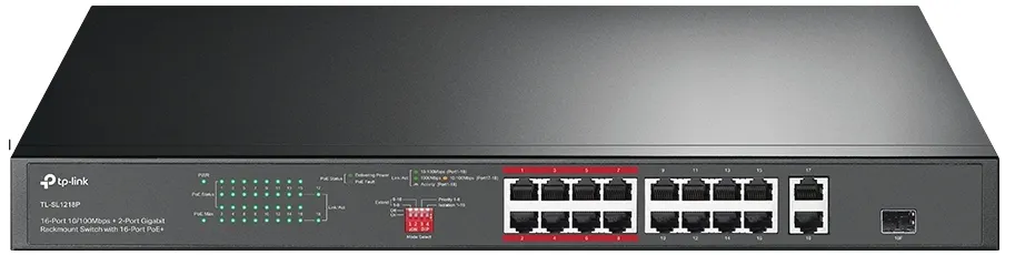 Hub comutador TP-LINK 18 portas TL-SL1218P 16 PoE+2 Gigabit