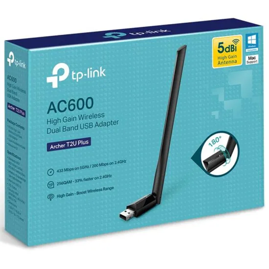 Adaptador Wi-fi TP-Link Archer T2U Plus AC600 Banda Dupla USB