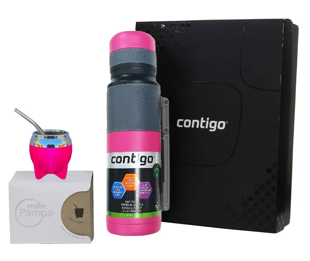 Combo Matero Contigo Garrafa Fúcsia + Bomba + Matero Fúcsia