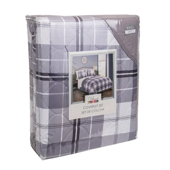 Jogo de Colcha Home Accents King Cinza 3 Peças