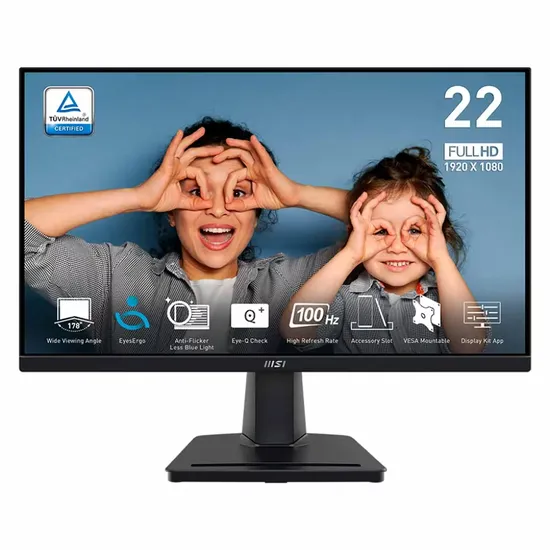 Monitor MSI Pro MP225V 22" Full HD 100Hz HDMI VGA - Preto
