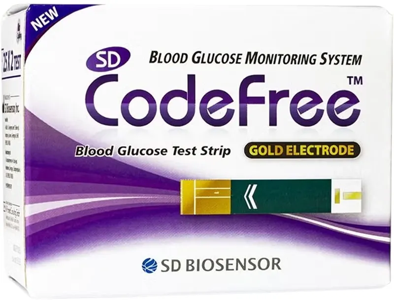 Fita de teste SD Codefree Blood Glucose Gold Electrode 01GS11 - 50 peças