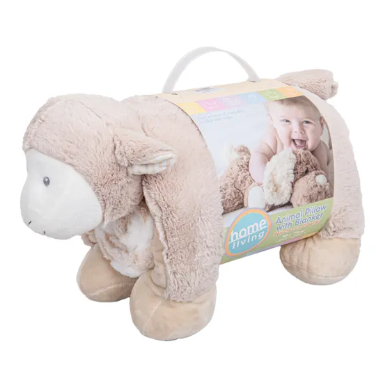 Manta com Almofada de Ovelha para Bebê 90X75CM 2 Peças Creme