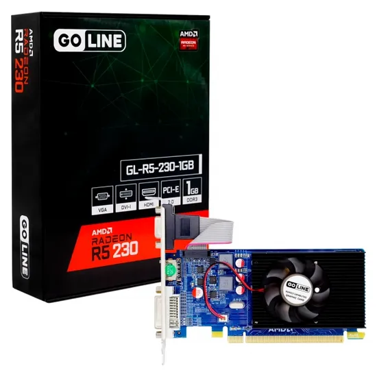 Placa de Vídeo Goline AMD Radeon R5-230 1GB DDR3 GL-R5-230-1GB