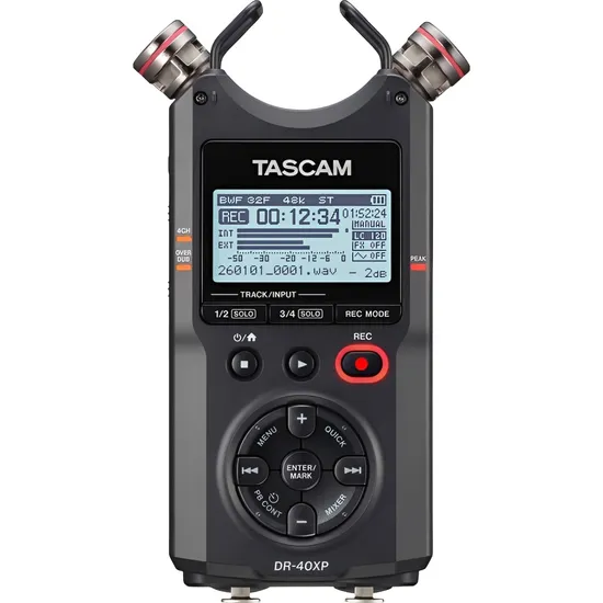 4 Canais Gravador de Áudio Tascam DR-40XP de 32 Bits - Preto