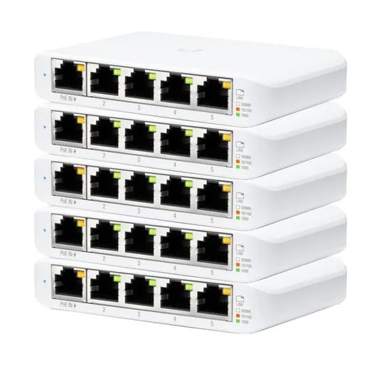 Conjunto de 5 Switches Unifi USW-FLEX-MINI-5 5 Portas Giga RJ45 Poe 2,5W