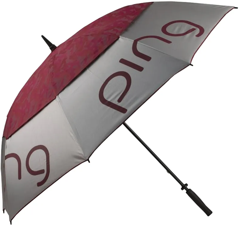 Guarda-sol de Golfe Ping 34785-01 Feminino 62" Guarda-sol Dupla Copa Prata/Bordeaux