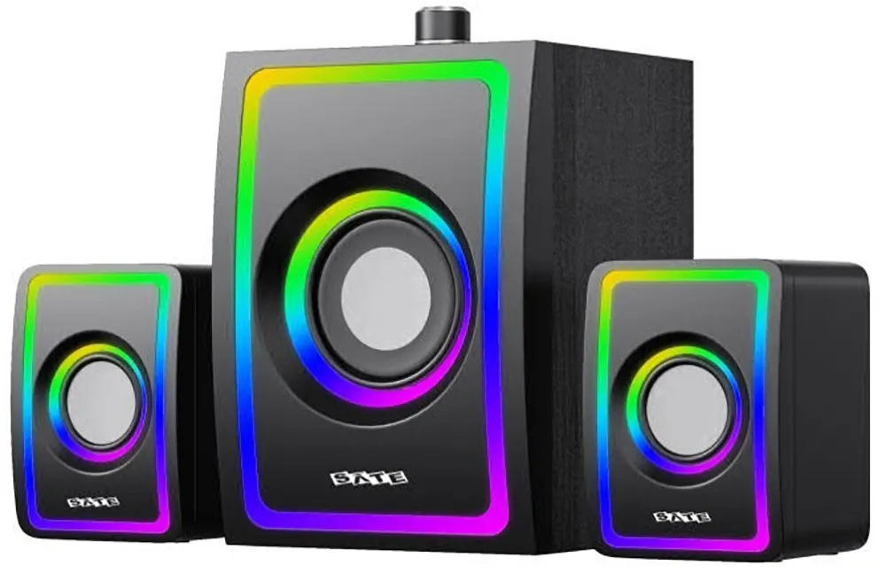 Caixa de Som Gamer AS-92009B USB Bluetooth RGB - Preto