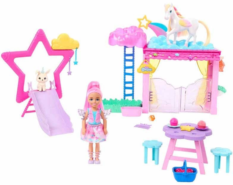 Boneca Barbie A Touch of Magic Conjunto de Brincadeira Chelsea e Pégaso Mattel - HNT67