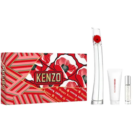 Kit Perfume Kenzo Flower Edp 100ML + Spray de Viagem 10ML + Loção Corporal Leite 75ML - Feminino